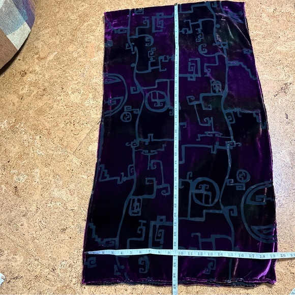 Velvet Burnout Purple & Green Abstract Geometric Print Scarf Shawl Wrap - Picture 15 of 16